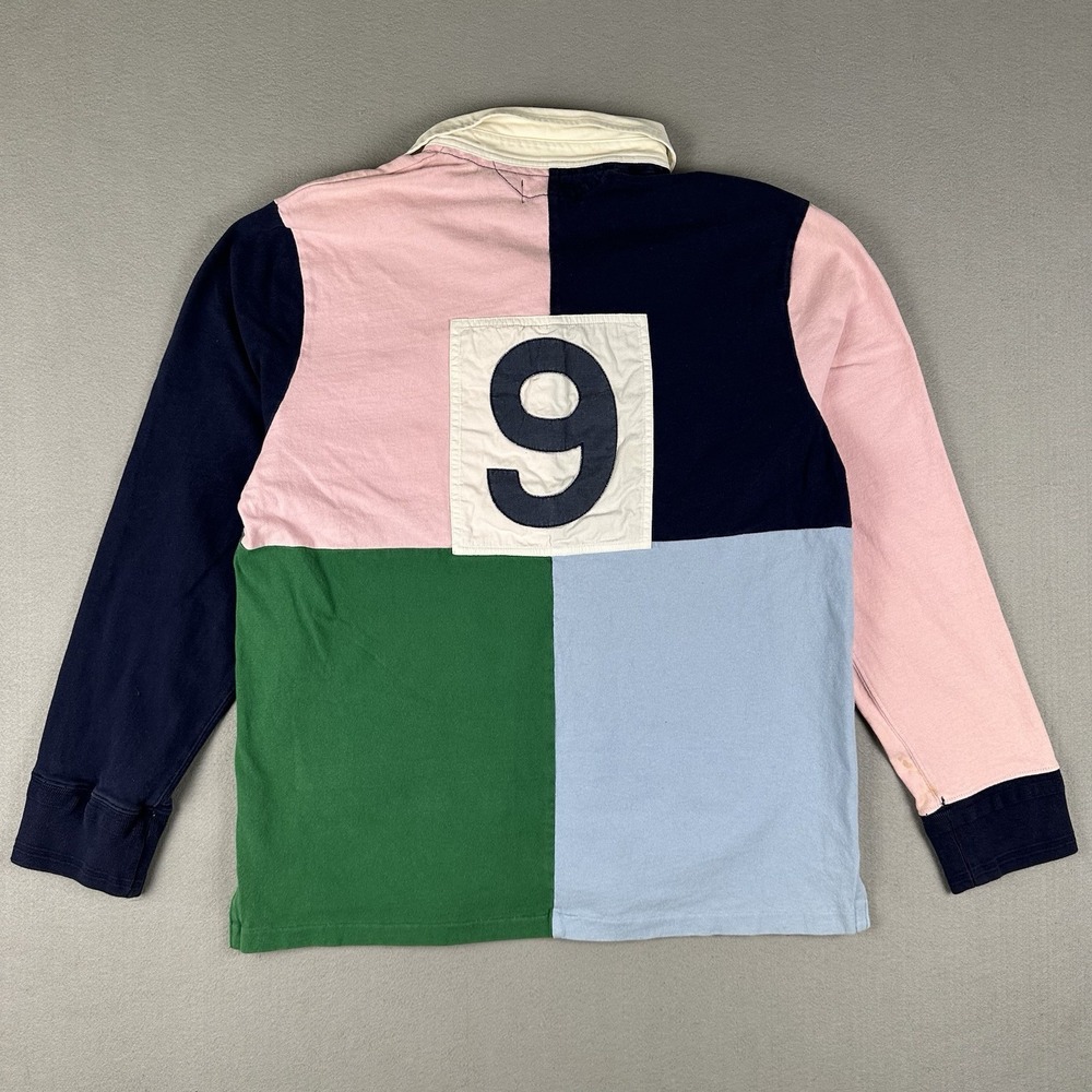 Polo Ralph Lauren Rugby Shirt Mens XL Colorblock Crest Patch Long Sleeve - Picture 13 of 16